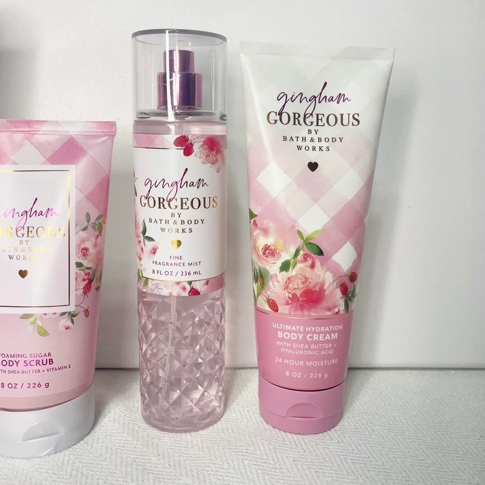 Bath & Body Works Gingham Gorgeous Gift Set Body Cream Scrub Nwt